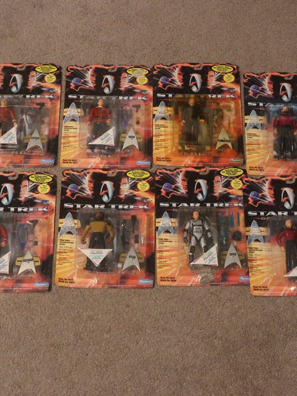 Lot of 8 Star Trek Generations Action Figure Skybox Card Playmates